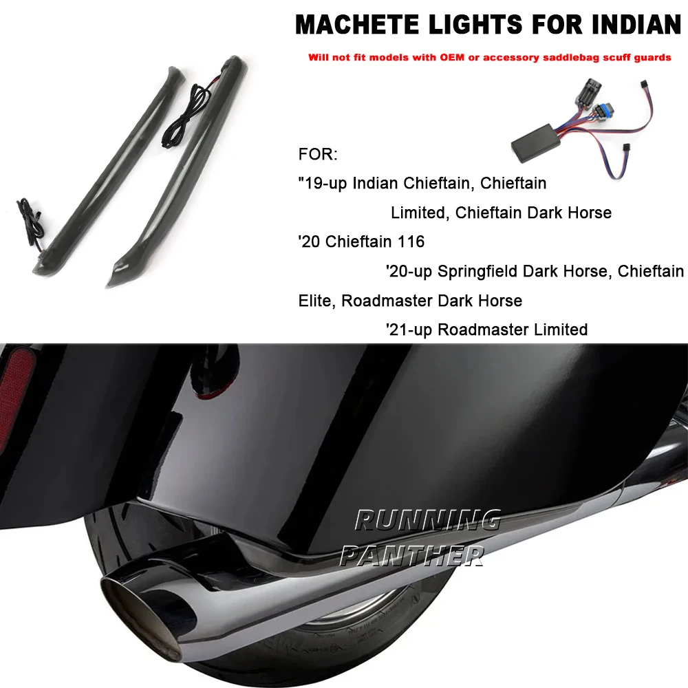 

F​or Indian Chieftain Roadmaster Springfiel LEDSaddle bag Extended Bag Light Flowing Rear Turn Signal Brake Run Lamp