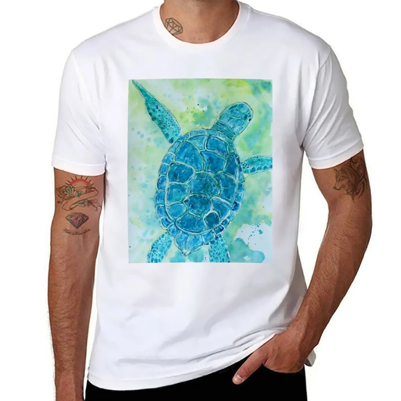 

Blue Sea Turtle T-Shirt t shirts for man graphic funny man t shirt cotton cotton t shirts high quality T-Shirt
