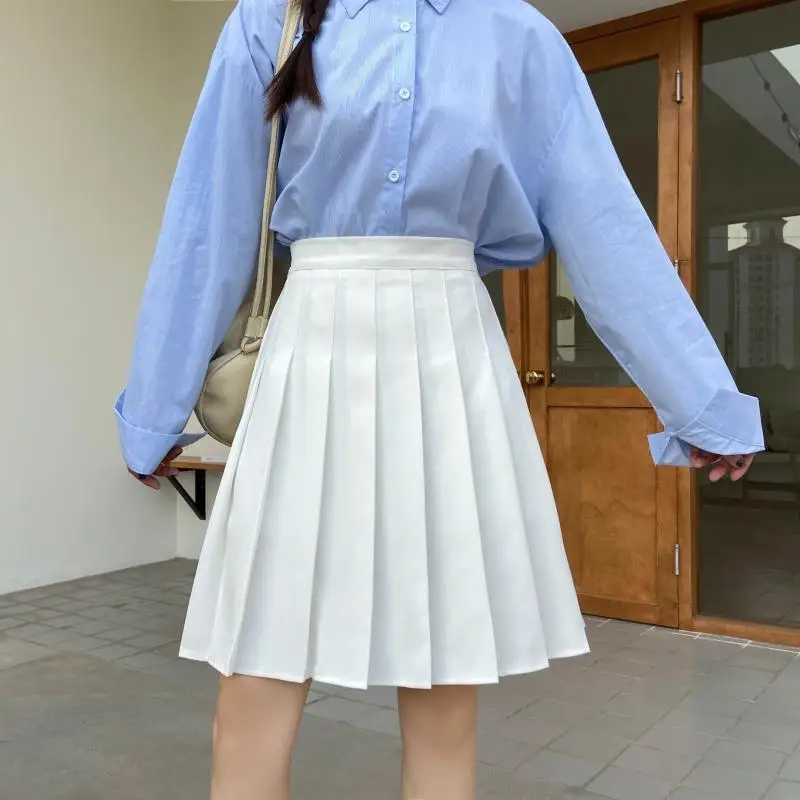 Women\'s Clothing Preppy Style Young Style Fashion Casual Office Lady Loose High Waist Solid Simplicity Thin Summer Mini Skirts