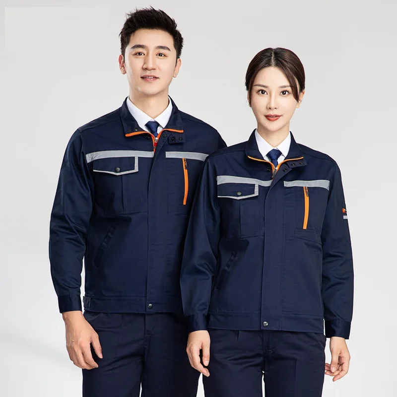 Workwear set men wear-resistant Mechanical reflective strip factory uniforms workshop auto repair enterprise Work Coveralls 4XL