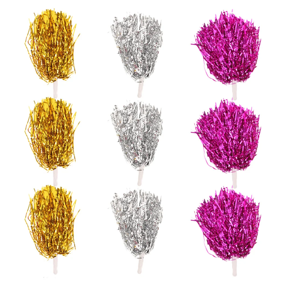 

9Pcs Cheerleader Pompoms Bright Colors Durable Reusable Perfect for Cheerleading Sports Events Dance Party Decorations