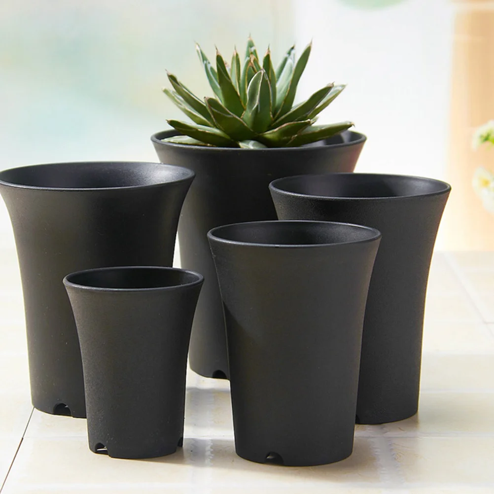 

10Pcs Plastic Plant Pots Black Durable Sturdy Succulent Planter with Drainage Hole for Home Flowerpot