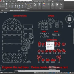 Nativity Scene Christmas Laser Cutting Design 2D Vector Drawing SVG DXF Format Design File For CNC