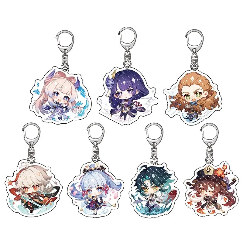 Game Keychain Cosplay Kazuha Ayaka Yoimiya Eula Cute Cartoon Character Car Pendant Arcylic Key Chain