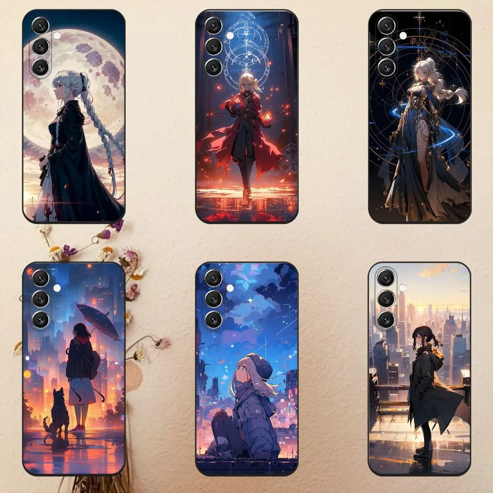 

Japanese anime girls Phone Case For Samsung Galaxy A13,A21s,A22,A31,A32,A52,A53,A71,A80,A91 Soft Black Cover