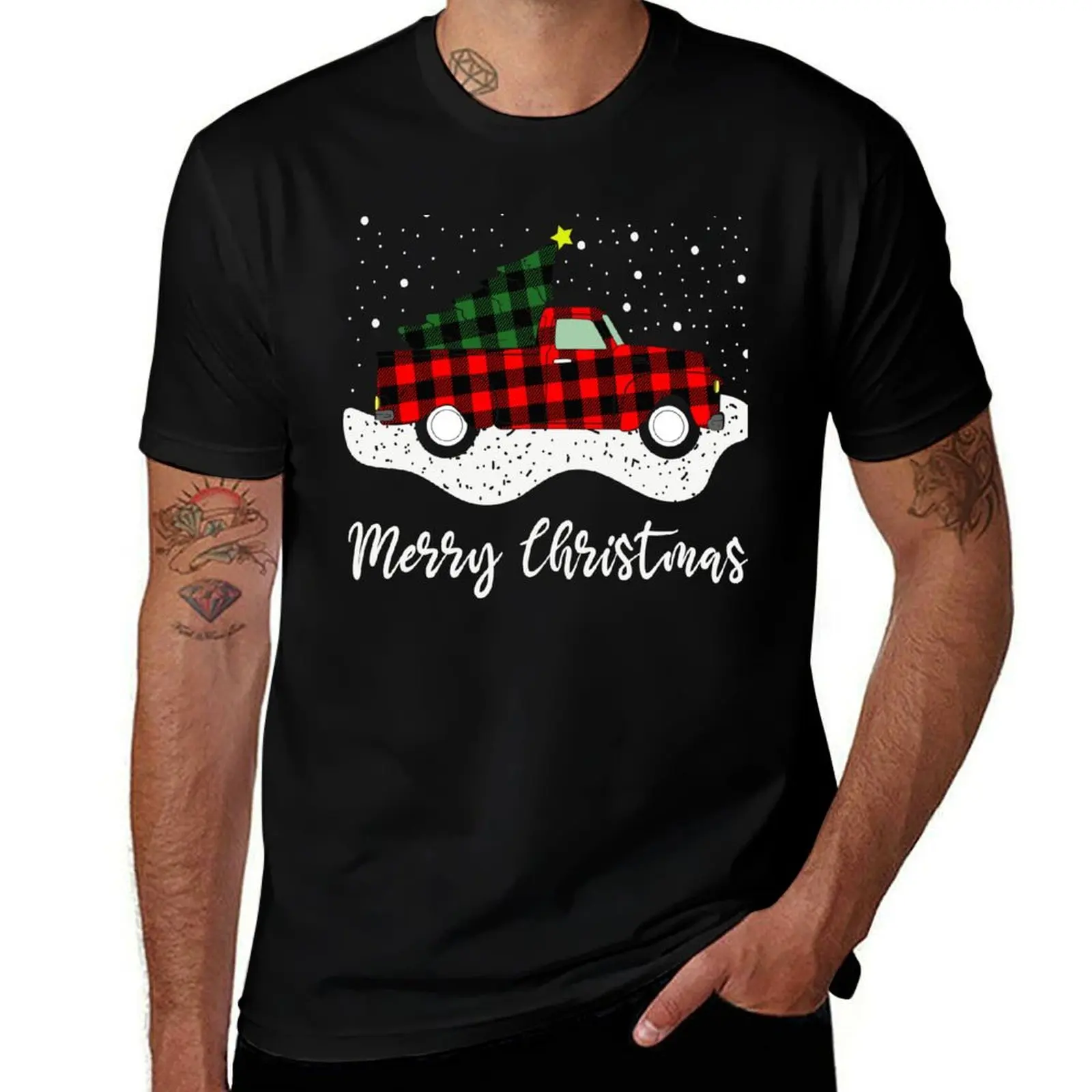 Merry Christmas Buffalo Plaid Red Truck Tree for Men Women T-Shirt vintage t shirts summer 2025 plain white t shirts men