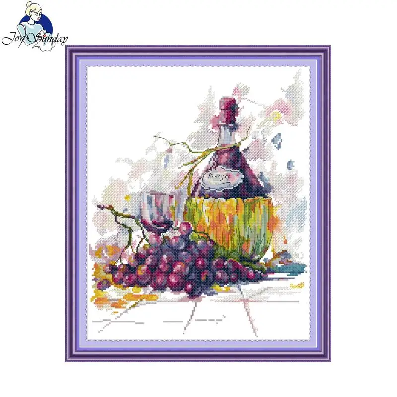 Joy Sunday kit punto croce modelli di vino stampato tessuto Aida contati 16CT 14CT 11CT artigianato artistico kit di ricamo fai da te decorazioni