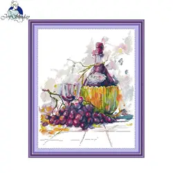 Joy Sunday kit punto croce modelli di vino stampato tessuto Aida contati 16CT 14CT 11CT artigianato artistico kit di ricamo fai da te decorazioni per la casa