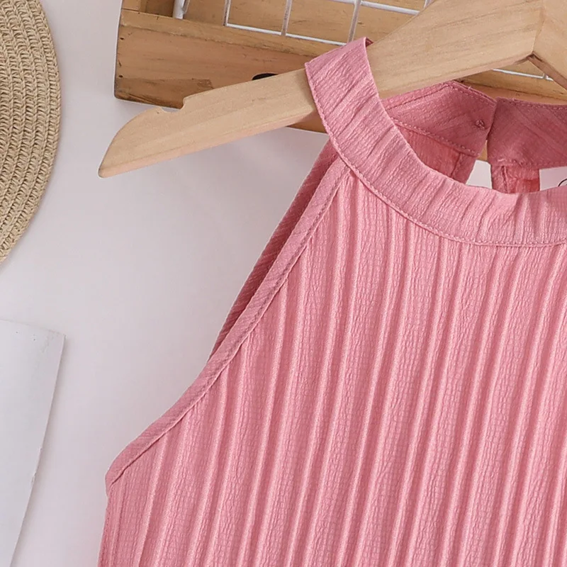 2025 New Summer Girls Clothing Set Fashion Sleeveless Top+ Pants 2Pcs Suit For 6-12 Years Teenagers Kids Outfit image 5