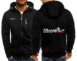 Motorcycle Transalp Style 650 XL700V Men's Hooded Coats JDM Hondaes Sweatshirt Outwear Warm Coat Jacket Plain Zip Up Casual Coat