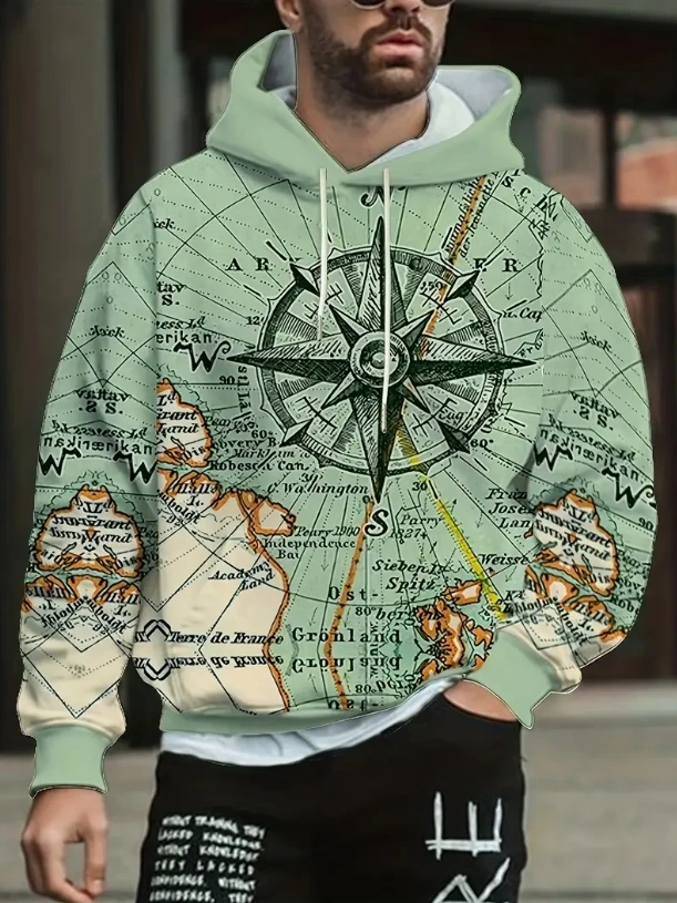 

Men's Large Size 3D Santa Claus DJ Holiday Print Hoodie - Festive Purple & Blue Graphic Pullover with Musical Note 2025