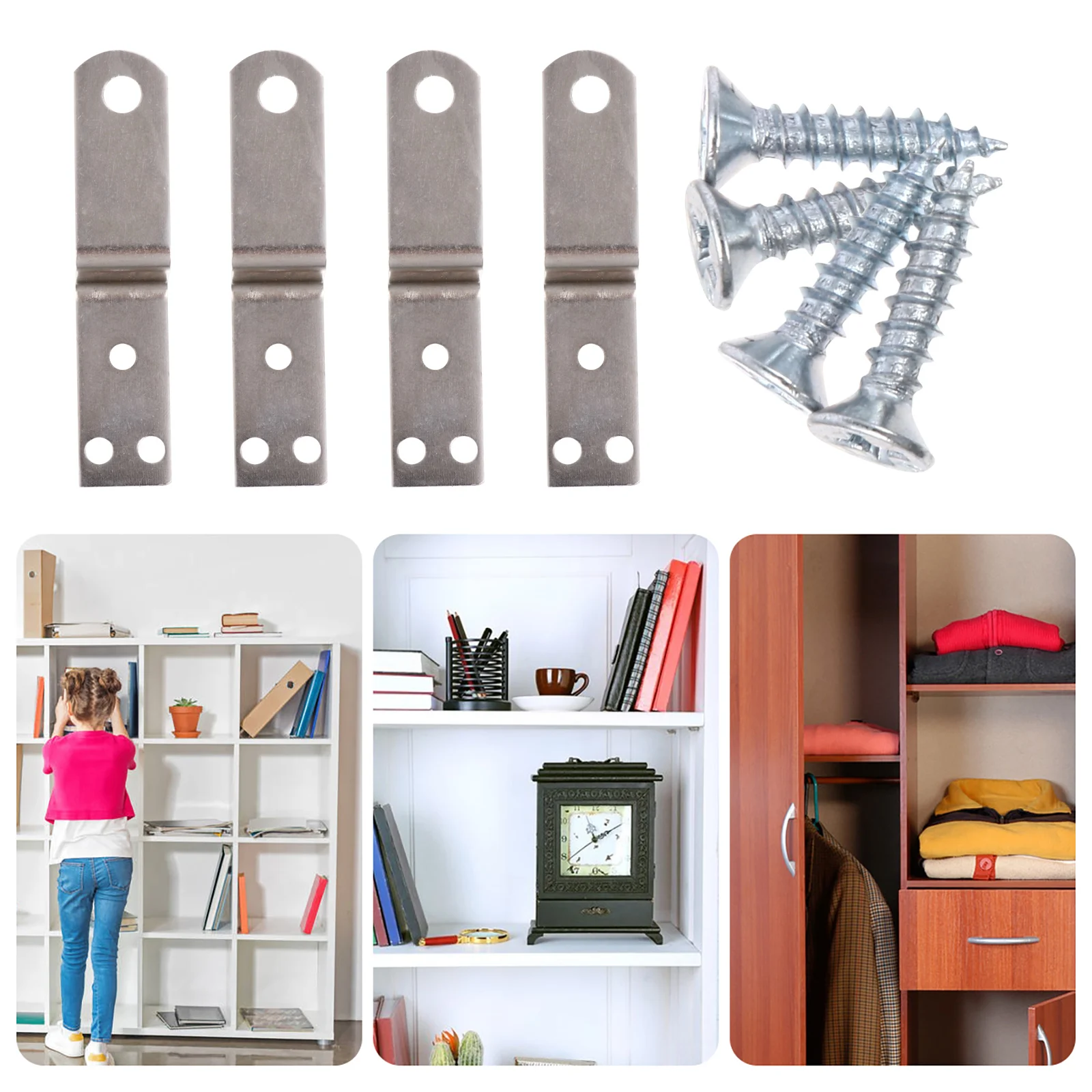 

10pcs Z-type Lock Buckle 18mm High with Screws Picture Hanging Kit for Furniture Frames Mirrors Shelves Decor Hardware