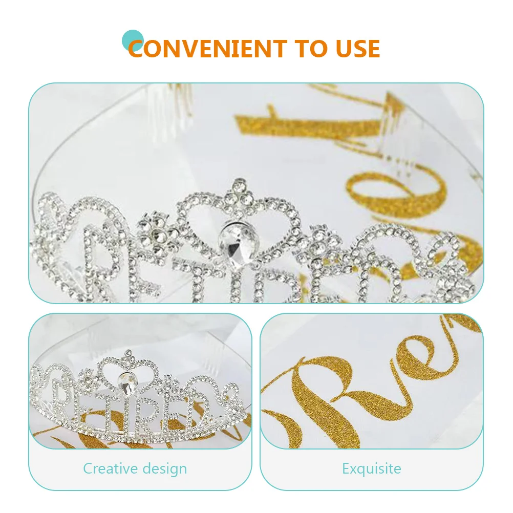 

1 Set Headband Sash Rhinestone Crown Women Girl Hairband Retired Celebration Decor Accessory Retirement Costume