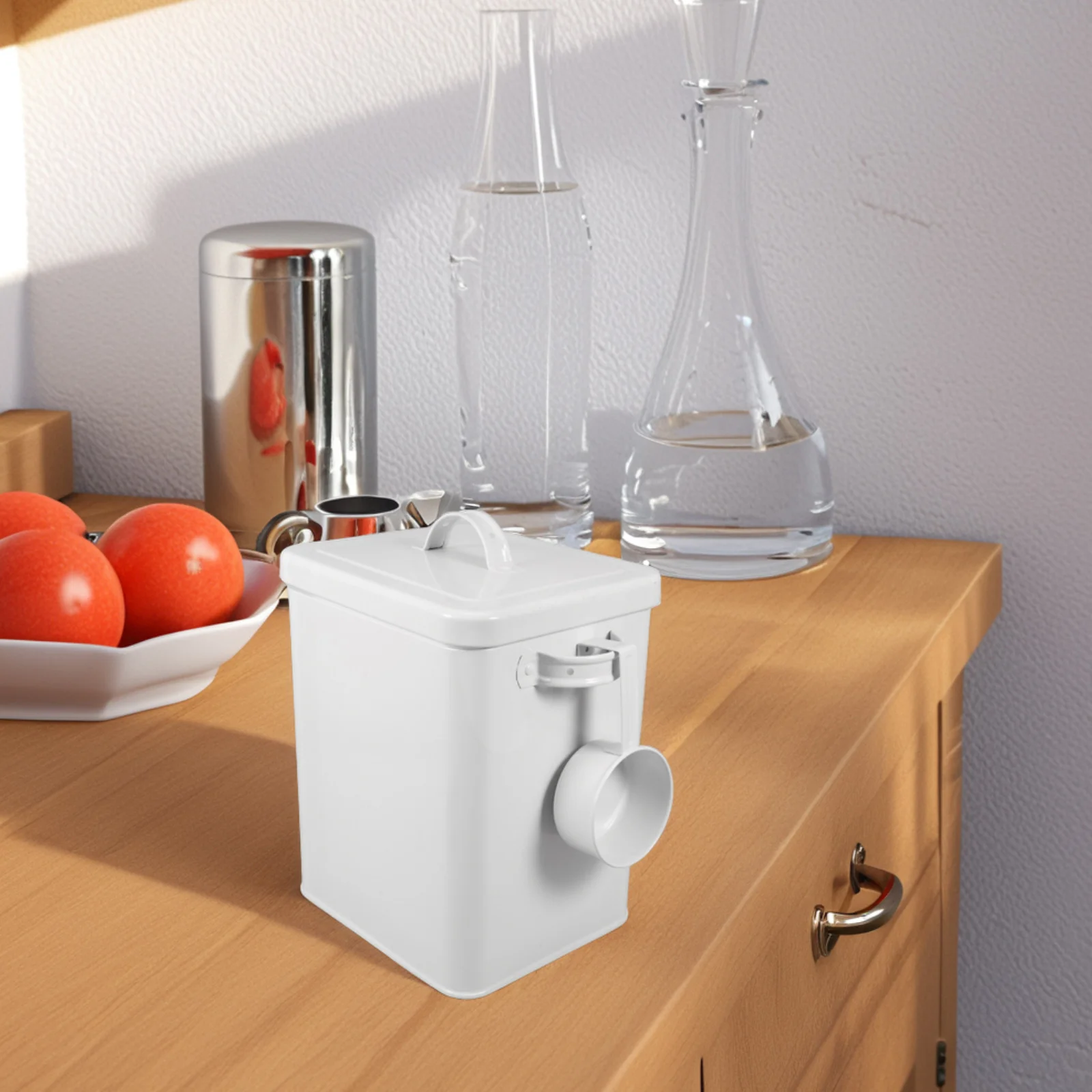 

Multifunctional Metal Airtight With Spoon For Flour Household Large Capacity Kitchen Organization Rice Holder Bucket