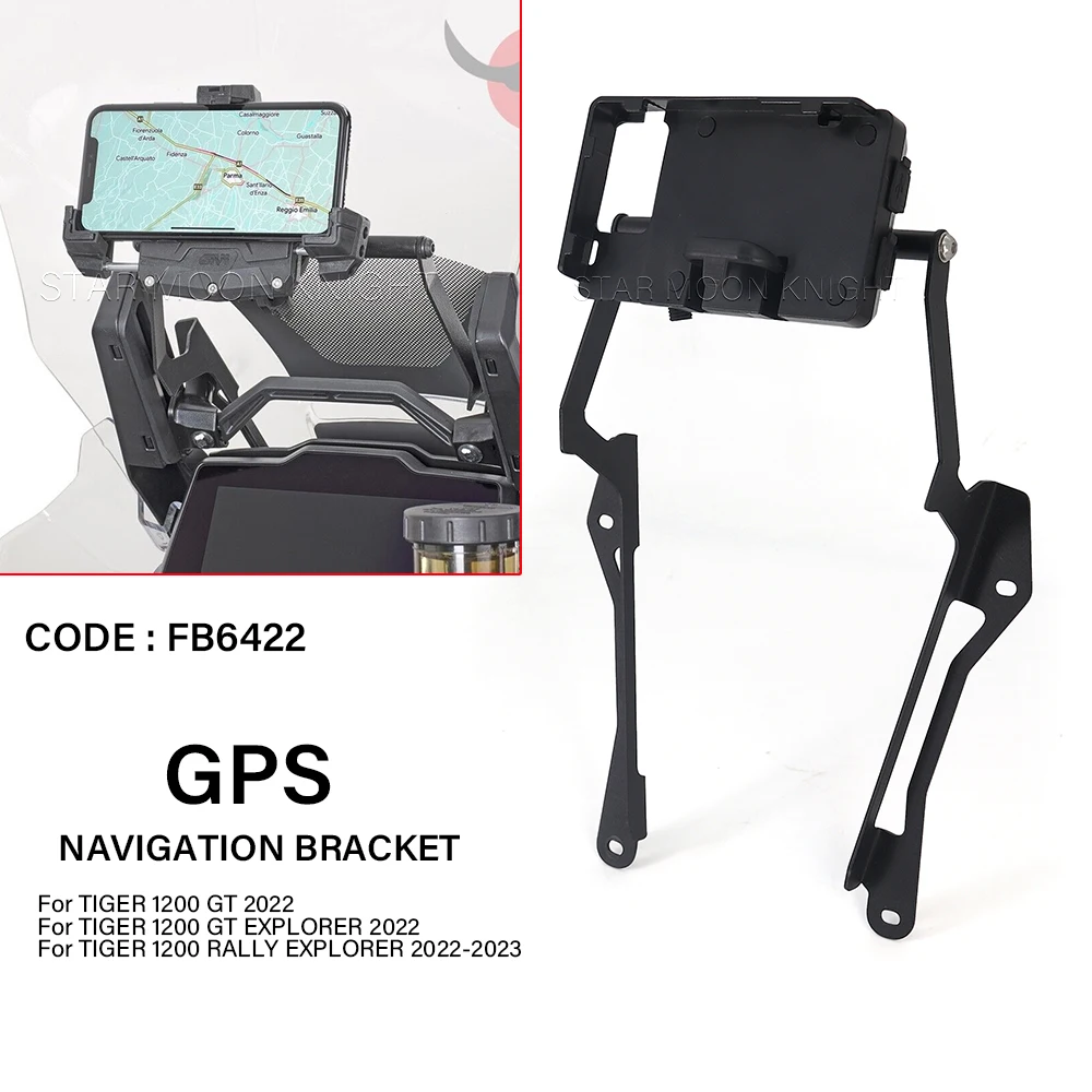 Suporte do telefone inteligente da motocicleta, pára-brisa do GPS, suporte de navegação, apto para Tiger 1200GT, 1200 GT EXPLOREREREY, 2022