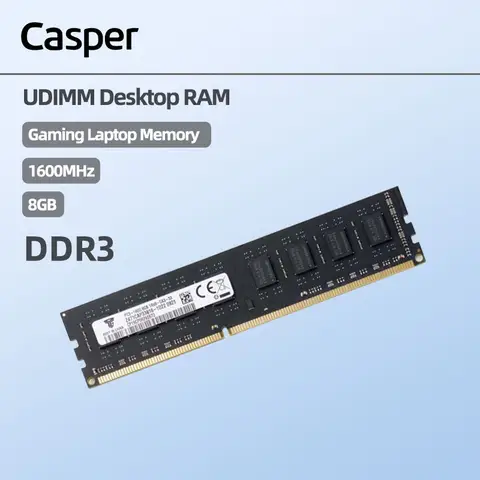 캐스퍼 PC 컴퓨터 메모리 DDR3 8GB 1600MHz 메모리 모듈 PC RAM 데스크탑 사무용 디자이너 소프트웨어 빠른 게임(검은색)