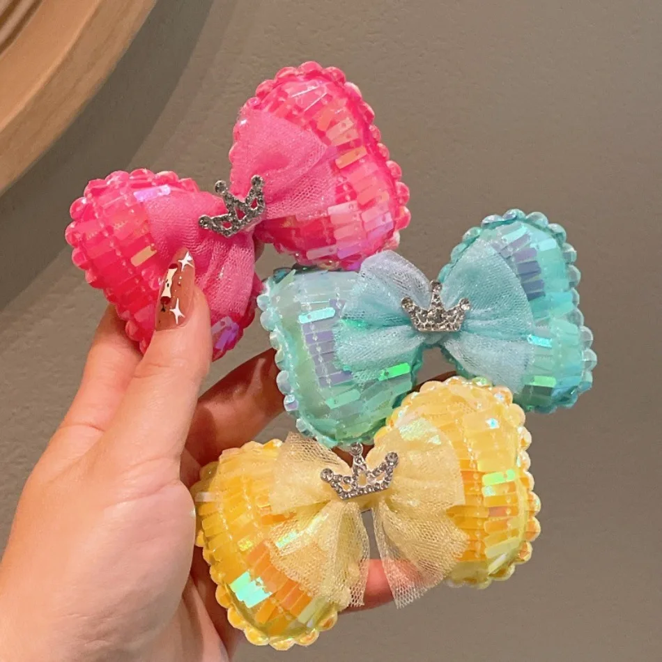 

3PCS Cute Girls Squins Bow Crwon Hairpin Big Butterfly Hairpin Wings Hairpin Girl Hair Jewelry Girl Princess Side Hair Clip ZX07