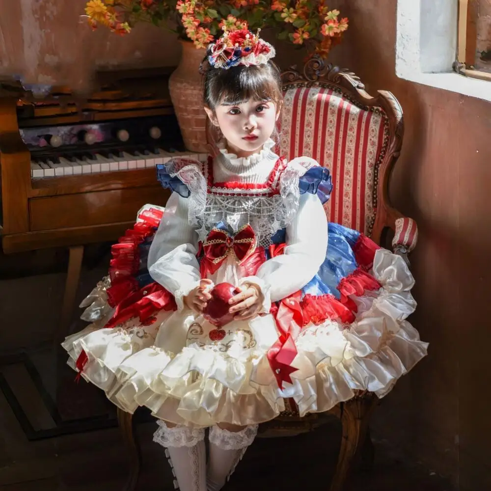 

Платье принцессы Белоснежки для девочек, новинка весны Диснея, платье-свитер в стиле Лолиты, милое детское модное платье на день рождения, выступление