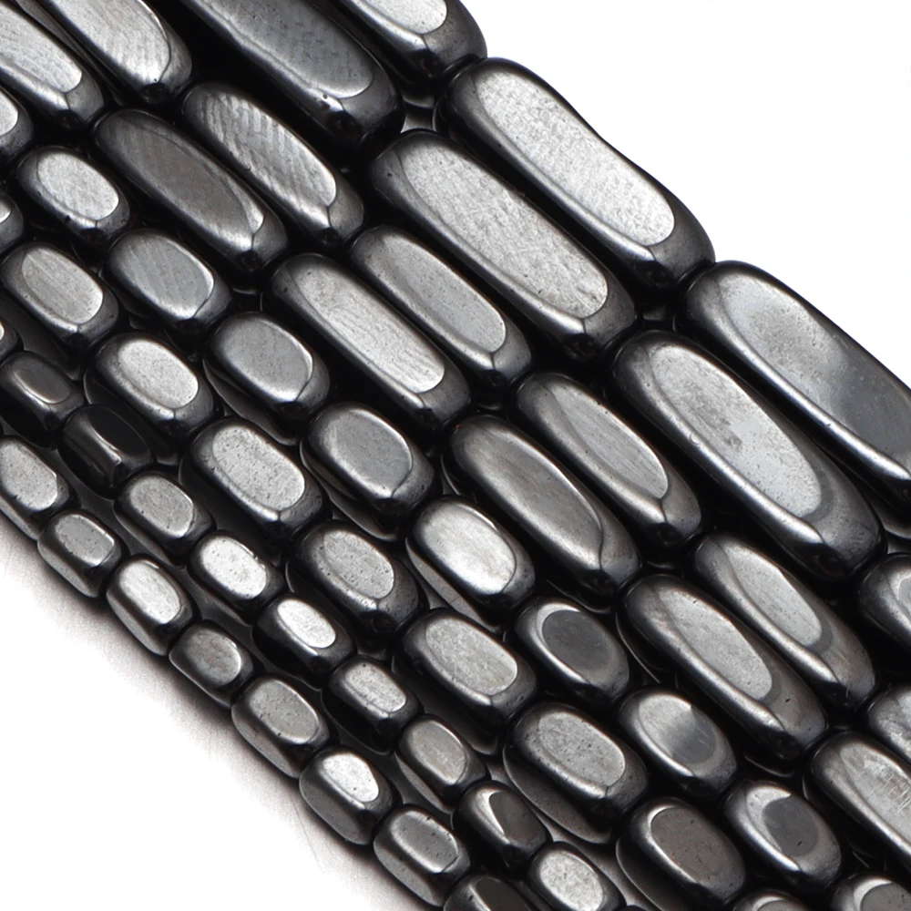 28-108 Stück Quadratische Zylindrische Schwarze Hämatit-Perlen Naturstein-Abstandsperlen für Schmuckherstellung DIY Armband Halskette Zubehör – Detail 2