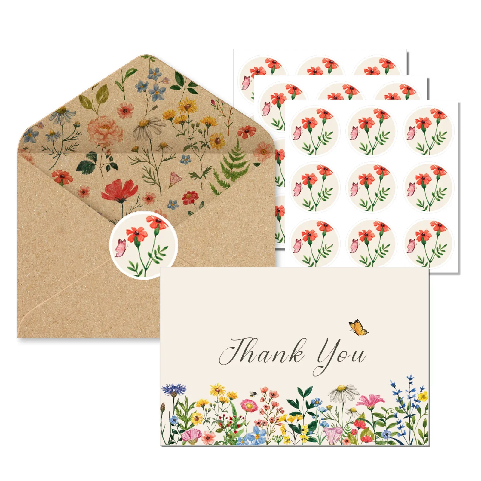 Letter Paper Stationery Kit Flower Envelope Sticker 9 Set with Letter Papers Ideal for Wedding Party Invitation Thank you Letter