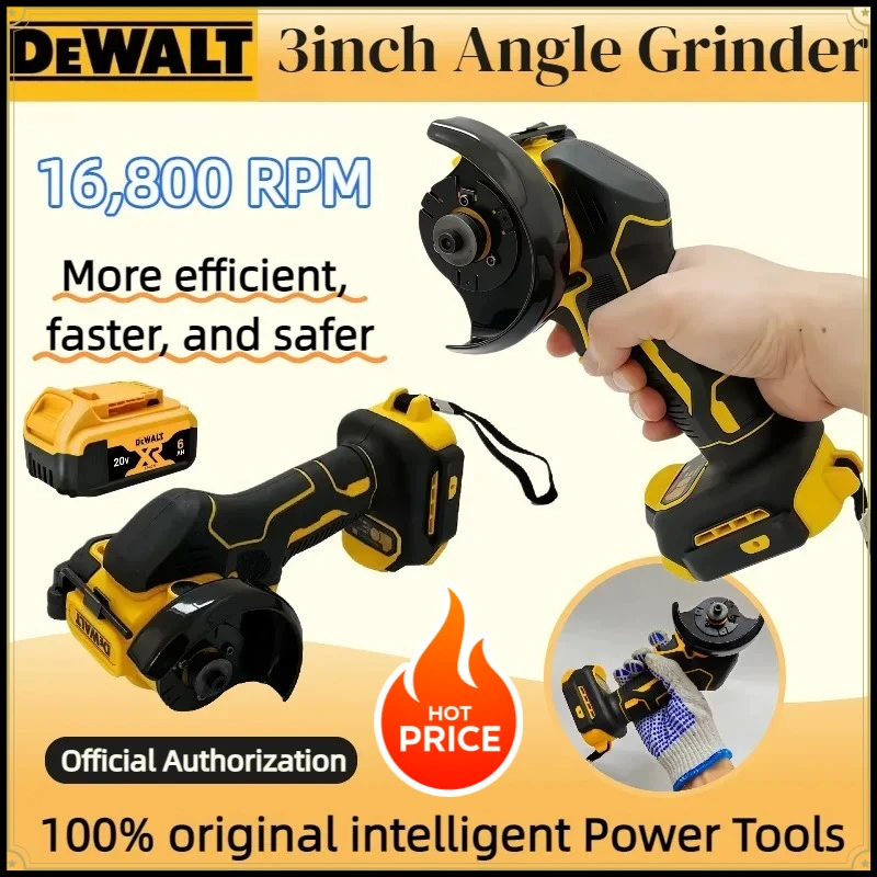 

Аккумуляторная угловая шлифовальная машина DEWALT 3 дюйма, мини-инструмент для полировки, шлифовки и резки, электрический инструмент для аккумуляторов 20В и 18В