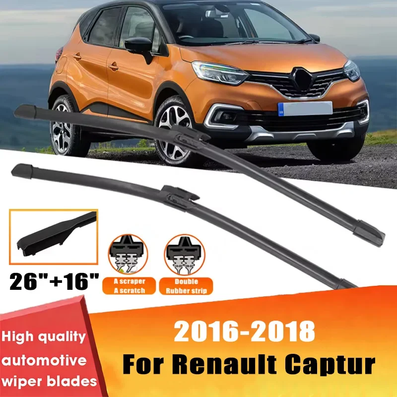 

2pcs Wiper Front Wiper Blades Set For Renault Captur 2016 2017 2018 Windshield Windscreen Window 26"+16"Car Accessories