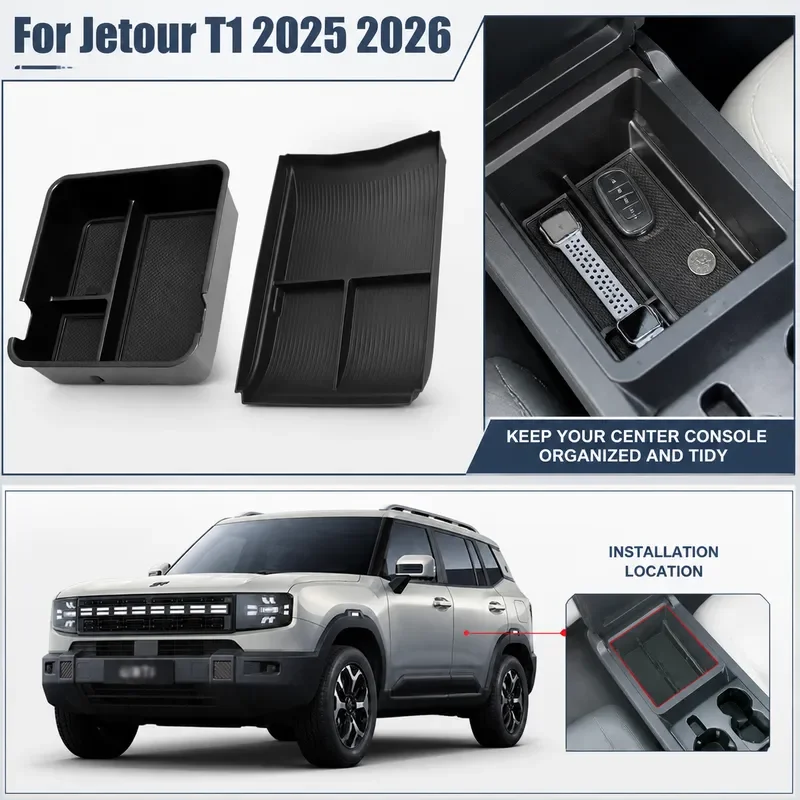 For Jetour T1 2025 2026 Center Console Storage Box Armrest Organizer Tray Interior Accessories Car Stowing Tidying Parts