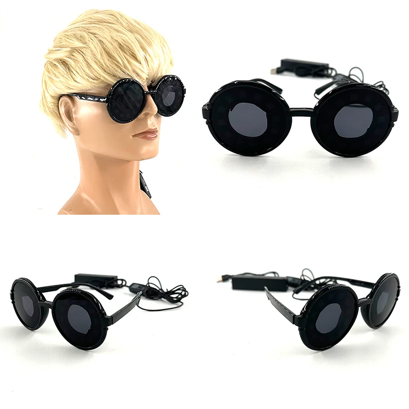 Gafas LED de colores para hombre y mujer, lentes luminosas con Control por Bluetooth, montura redonda decorativa, por la noche, novedad