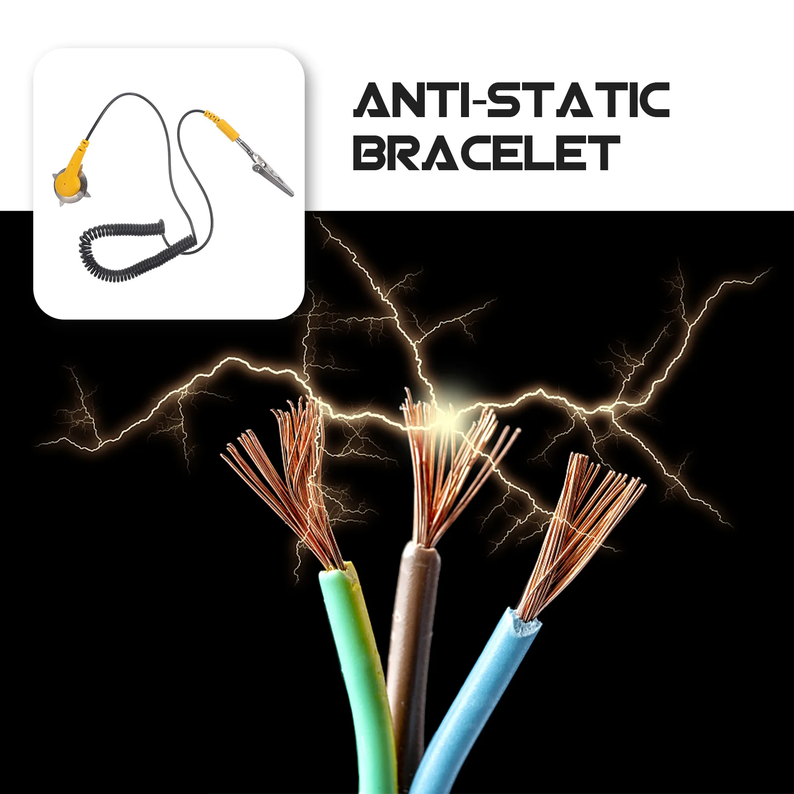 

Anti Static Strap 7.8 Inch Adjustable 98 Inch Coiled Cable Crocodile Clip For Esd Protection Wrist Straps Esd Wrist Strap Anti