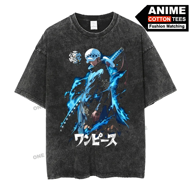 

Anime Peripheral Clothing ONE PIECE - Heart Pirates · Law Print T Shirt y2k Street styl Men Women Short Sleeve Cotton Loose Tees
