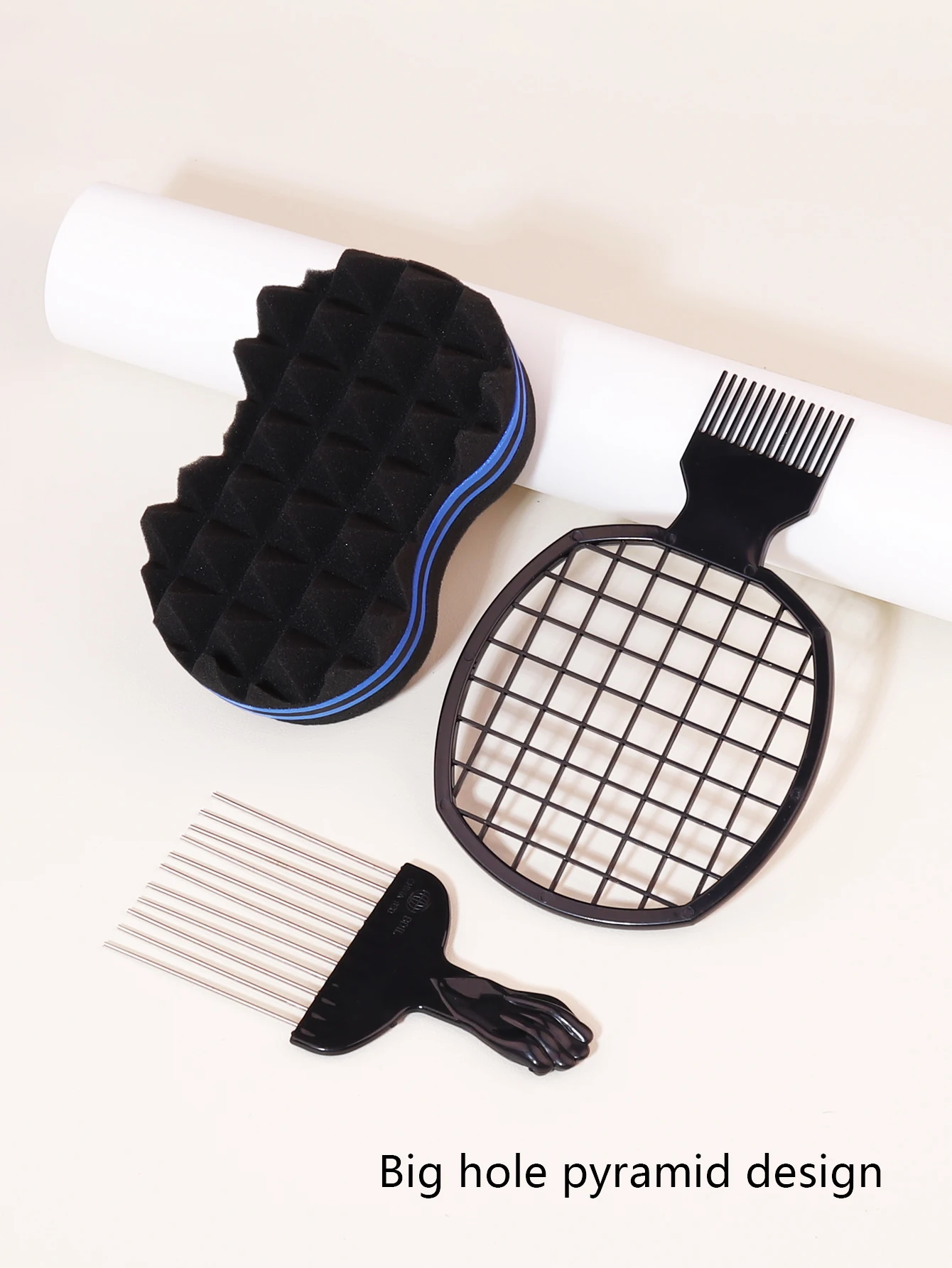 3 pieces of black metal hair salon men's dirty braids, African hair forks, combs, hair combing tools Special for real hair wigs