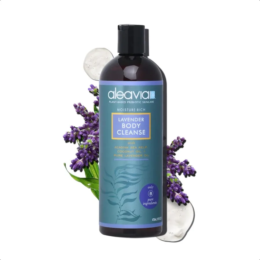 

Aleavia Lavender Body Cleanse Organic AllNatural Prebiotic Body Wash с ароматом чистого желающих масел, минет вашей кожи 1