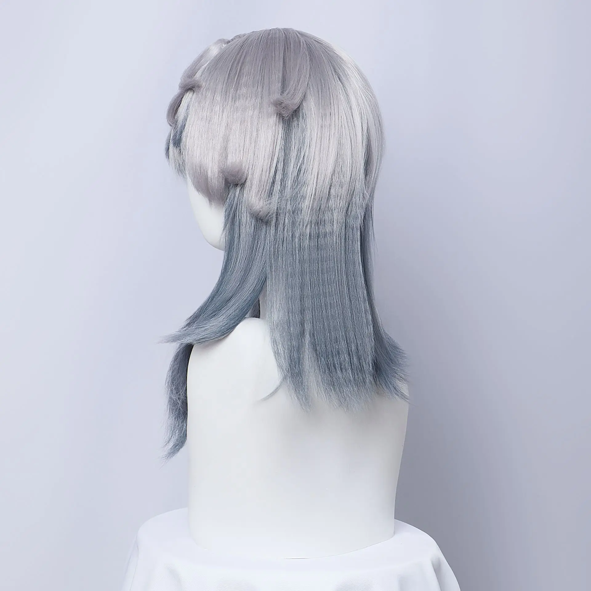 High Quality Honkai:Star Rail Sunday Cosplay Wig 52cm Gray Blue Gradient Hair Heat Resistant Synthetic Anime Wigs + Wig Cap