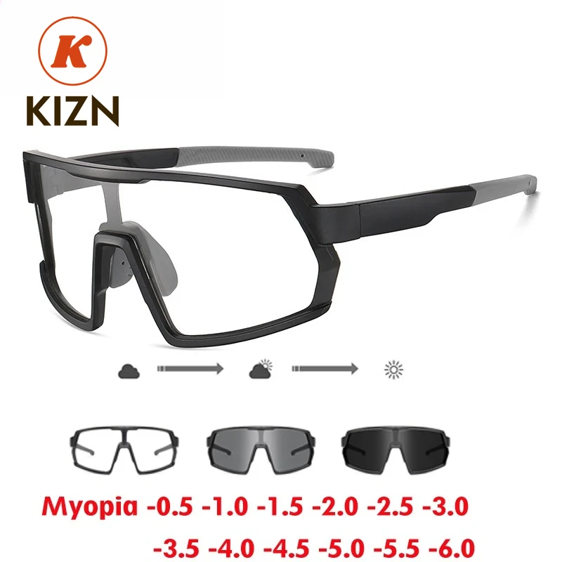 

KIZN Men Sports Myopia Sunglasses Women Glasses Cycling Polarized Protection Prescription Optics Outdoor Goggles -0.50 to -6.0