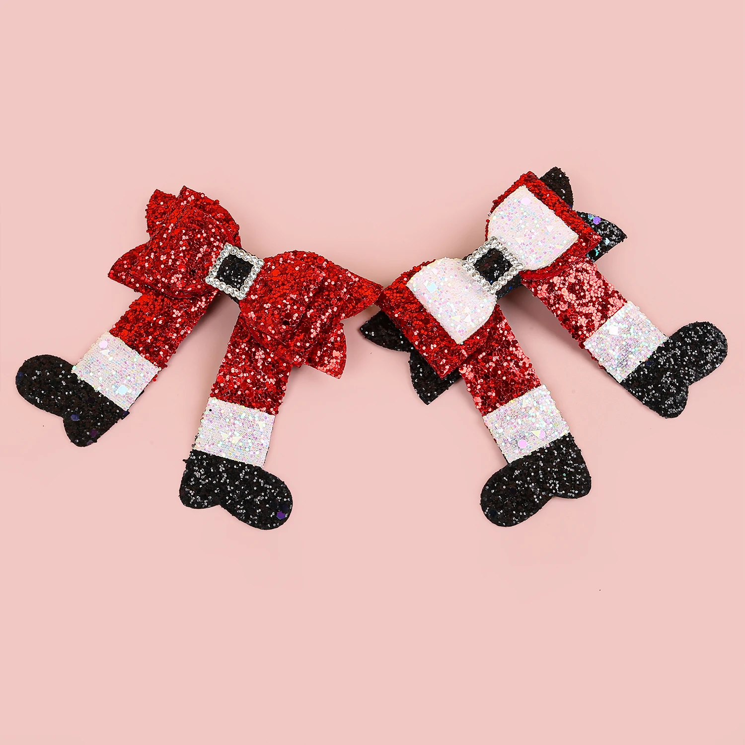 Cute Girls Christmas Hair Clips Elk Santa Claus Glitter Hair Bows Barrettes Clips Children Christmas Party Hair Accessories