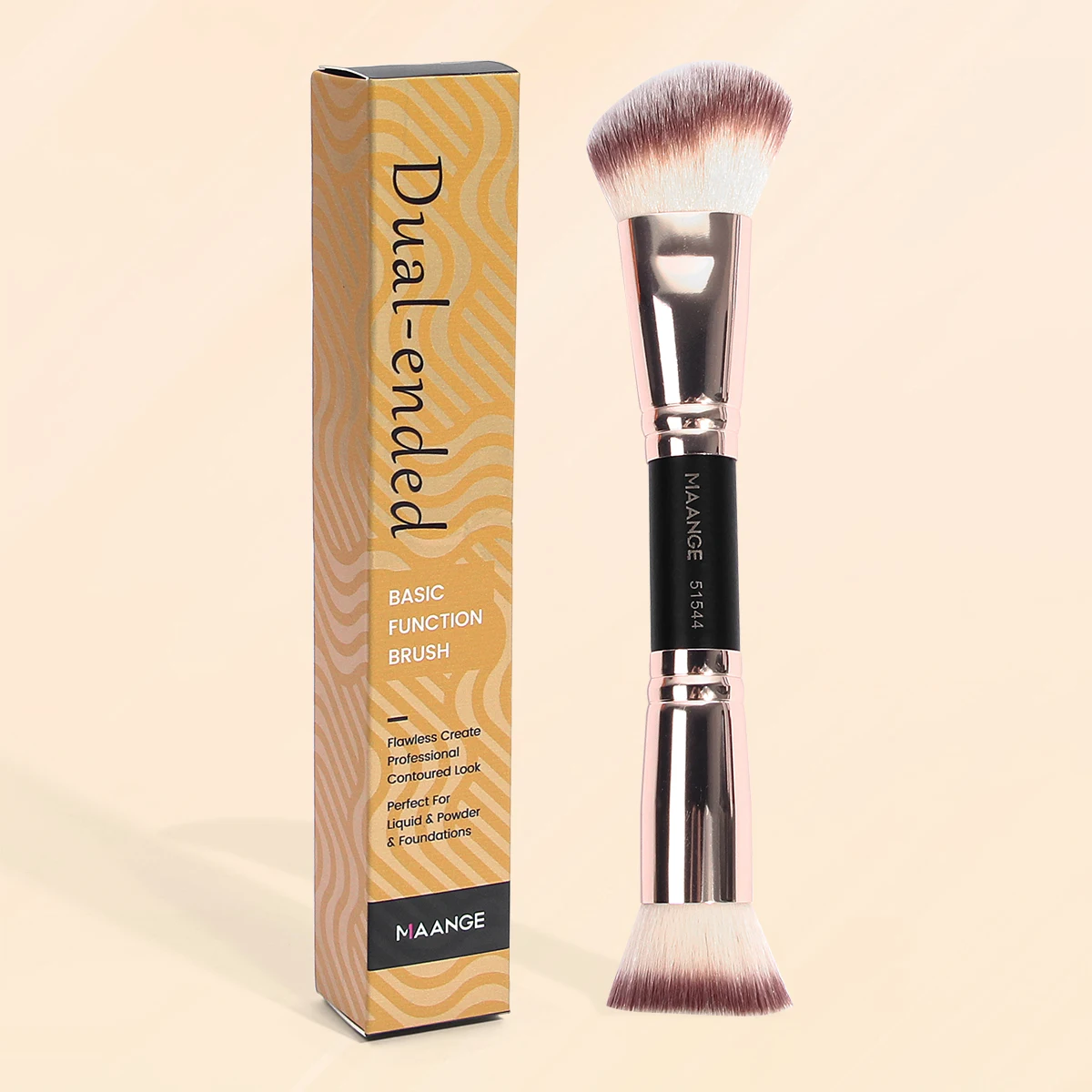 MAANGE 1 pz pennello per trucco a doppia testa 2 in 1 pennello per fondotinta pennello per fard in polvere con setole morbide e Dense per i viaggi