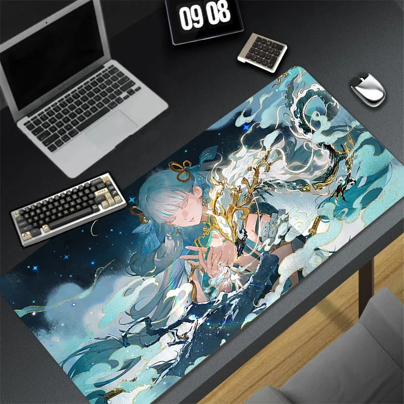 Mauspad Laptop Gaming Zubehör Tastatur Pad Wuthering Waves Clouds Dragon Mousepad PC Anime Girl Jinhsi Niedliches Schreibtisch-Mauspad