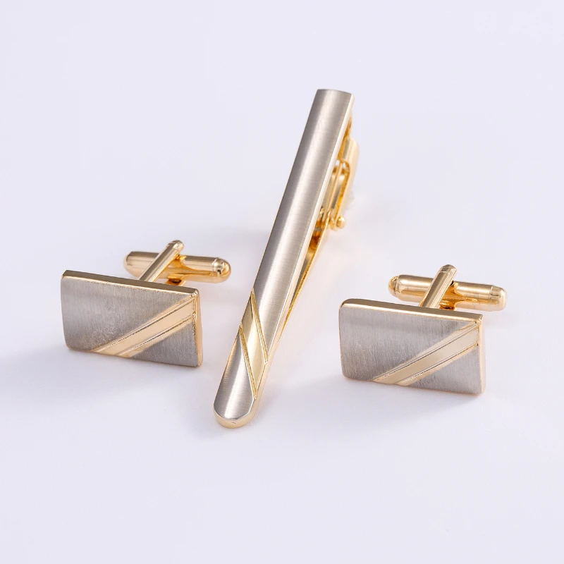 High-end-Gold Farbe Manschettenknopf Krawatte Clip Set Manschettenknopf Hemd Kragen Clip herren Business Luxulry Schmuck Hochzeit Zubehör – Detail 7