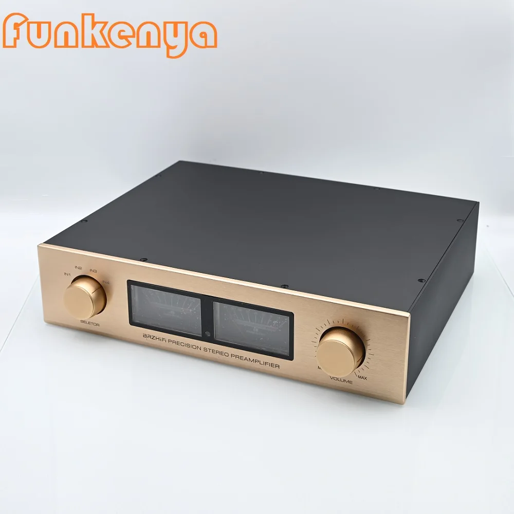 430X100X330mm Anodized Luxury Aluminum Music Box Dual Channel Power Amplifier Chassis DIY VU Meter Headphone Amp Housing Hifi