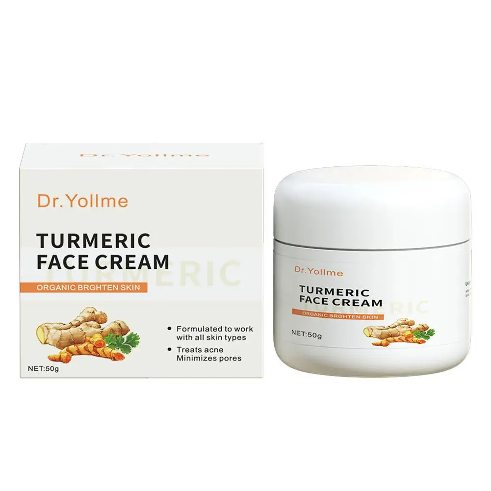 50G Kurkuma Gezichtscrème Natuurlijke Kurkuma Huidverhelderende Lotion Vitamine E Crème Met Hyaluronzuur En Col O9c2