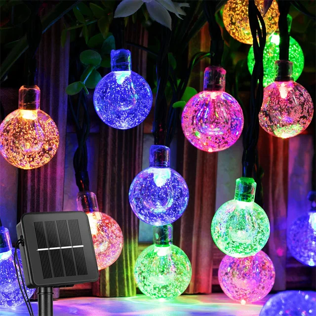 OKAL RED EAST Solar-Lichterkette für den Außenbereich, 200 LEDs, Kristallkugel-Lichter, wasserdicht, Solar-Girlande, Lichterkette für Garten, Weihnachten, Outdoor-Dekoration 3