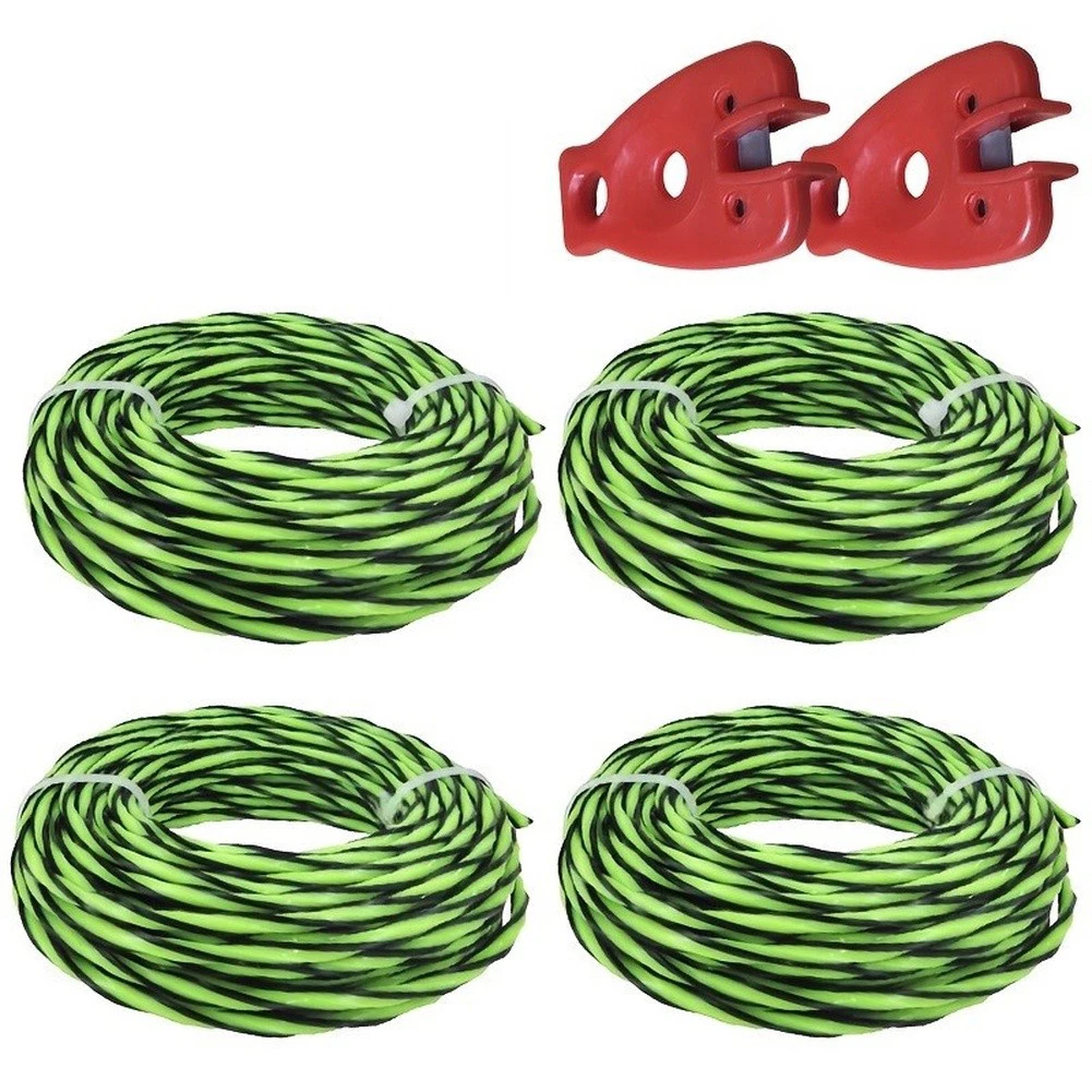 Twisted Dual-Color Trimmer Line - 4 Rolls + 2 Free Cutters For Versatile Diameter Options 2.0mm, 2.4mm, 2.7mm, 3.0mm, And 3.5mm