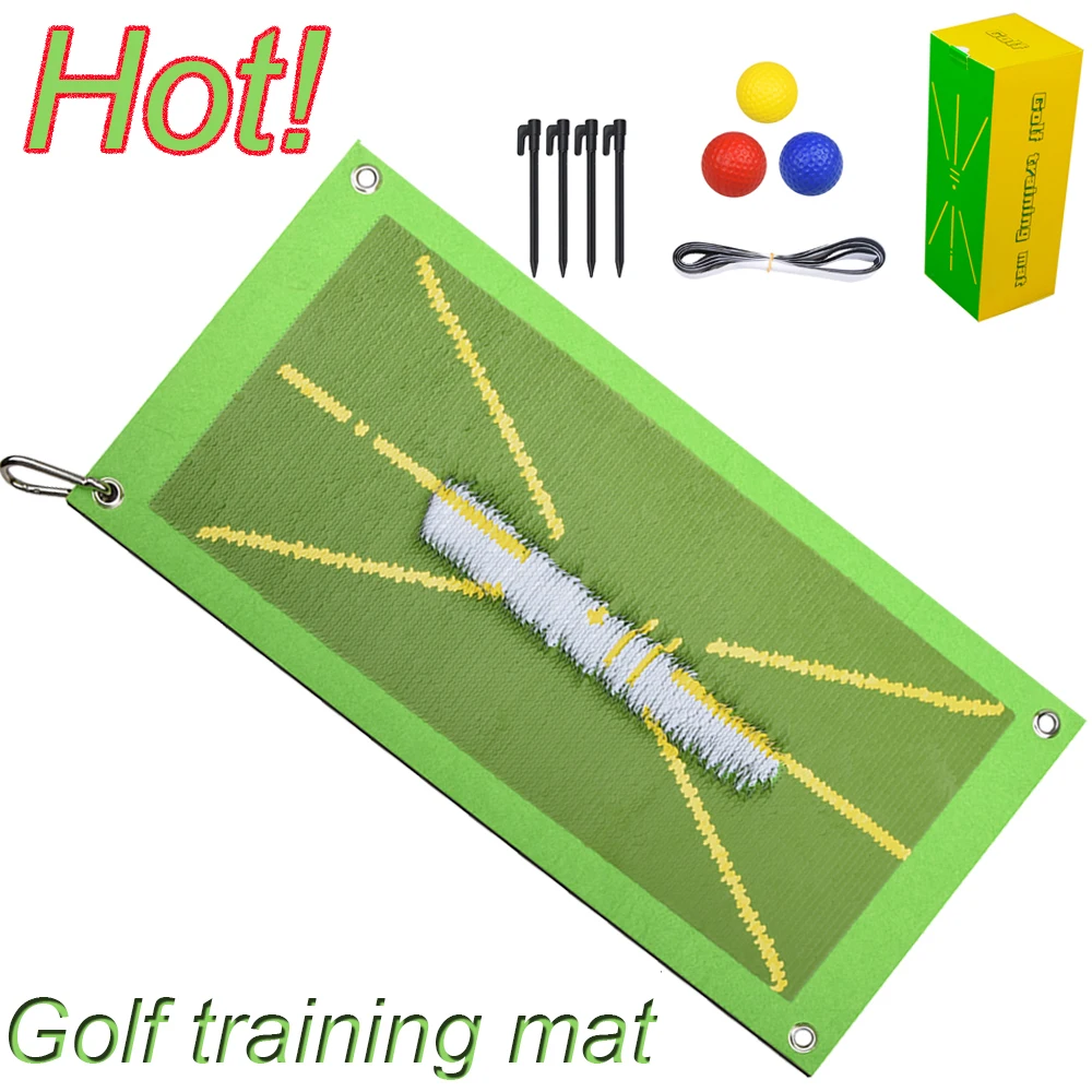 New Golf Swing Mat Hitting Pad Direction Mark Track Mat Indoor/Outdoor Golf Swing Training Mat With 3Pcs Pu Ball Golf Accessory