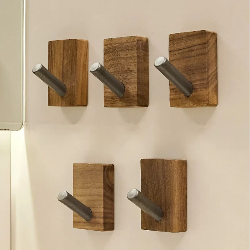 

Walnut Clothes Hook High Appearance Adhesive Porch Key Hat Hook Bathroom Towel Hooks Durable and Decorative