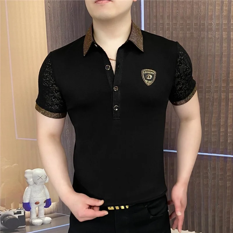 

Летняя повседневная легкая модная мужская рубашка с V-образным вырезом, приталенного кроя, с коротким рукавом, трендовая, стандартной длины, цветная