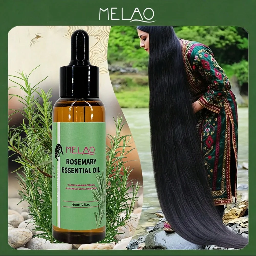 MELAO Organics Rosemary Hair Oil, Split Ends & Dry Scalp Massage Hair Essential Oils for Smoothing, Moisturizing, Healthier Hair