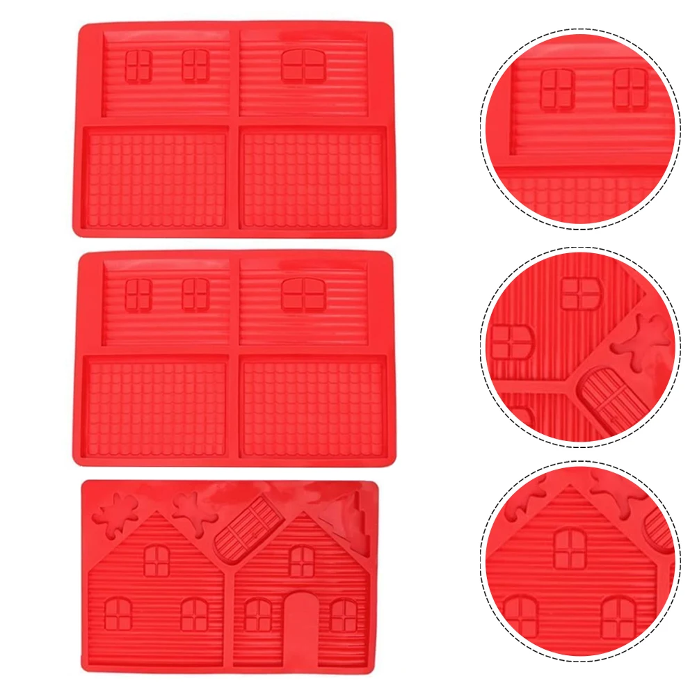 

3 Pcs Christmas Baking Molds Silicone Cake Decor Set Holiday Stencil DIY H Oven Safe Non Stick Easy Clean