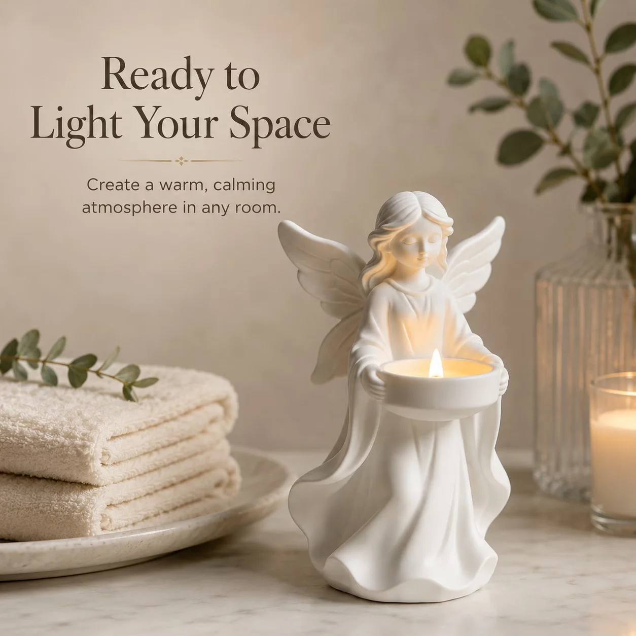 1PCS-3D Printing Retro French angel Candle Holder Suitable for Office Desk and Shelf Decoration (Excluding Candles)