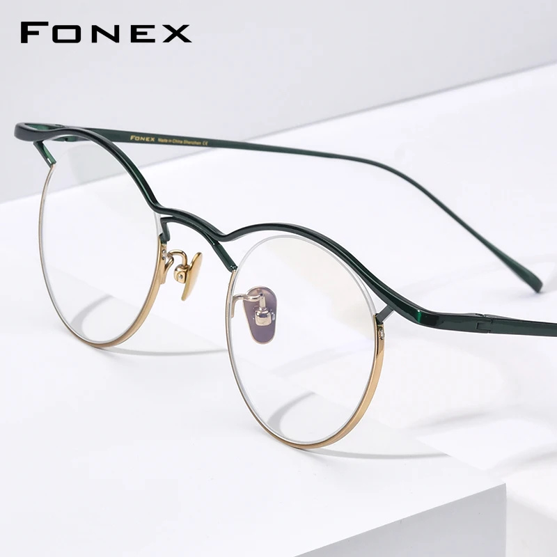 FONEX Titanium Eyeglasses Frame Men Brand Design Vintage Women Round Glasses High-Quality Japanese Ultralight Eyewear MF001