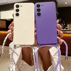 Crossbody Lanyard Case For Samsung Galaxy S26 S25 S24 Ultra S24 S25 FE A17 A55 A57 A56 5G A16 Liquid Silicone Soft Phone Cover